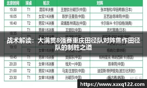 战术解读：大满贯8强赛重庆田径队对阵焦作田径队的制胜之道